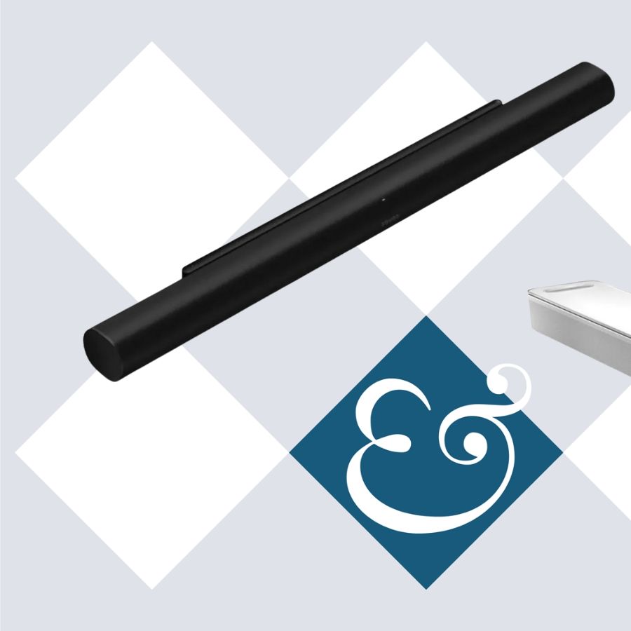 Sonos, Samsung and Bose soundbars on tile background with Homes &amp;amp; Gardens '&amp;amp;' logo.